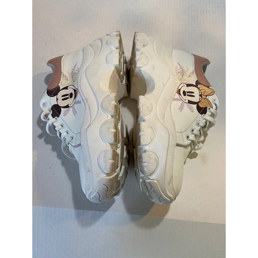Kronikel Disney Mickey Minnie Mouse White Platform Chunky Lug Sole Sneakers 41